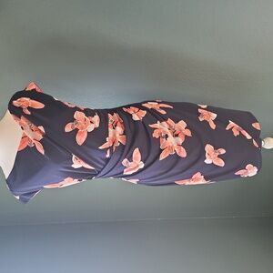 NWT Connected Apparel Navy and Coral Floral Mini Dress 6